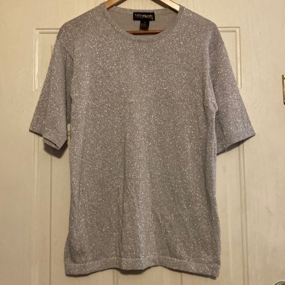 Lisa Original short sleeve‎ sparkly silver sweater